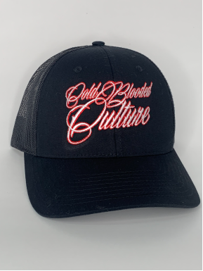 Trucker Hat - Solid Black, White and Red Lettering